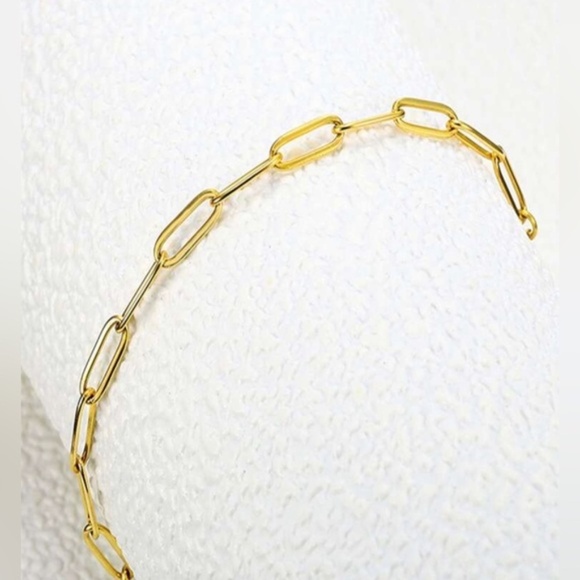 Gold Plated Stainless Steel Paperclip Chain Bracelet - Picture 2 of 2
